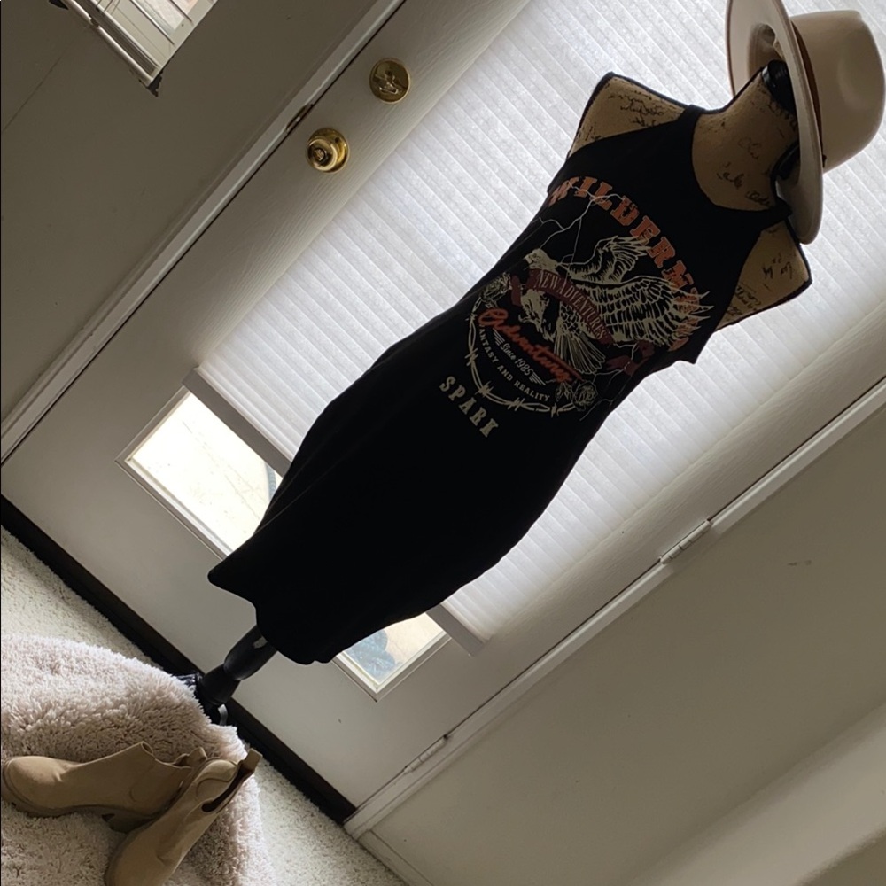 Black Graphic Sleeveless Dress